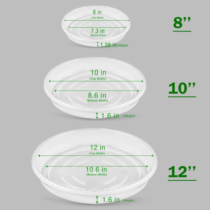 SupKing 9 Pack Plant Saucers (8inch /10inch /12inch) Heavy Sturdy Plant Trays for Indoor Clear Plastic Flower Pot Saucers Thicker Plant Water Drip Trays for pots -Clear - Image 2